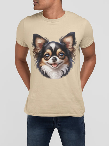 Chihuahua Tricolor Long Coat Cartoon Graphic Tee