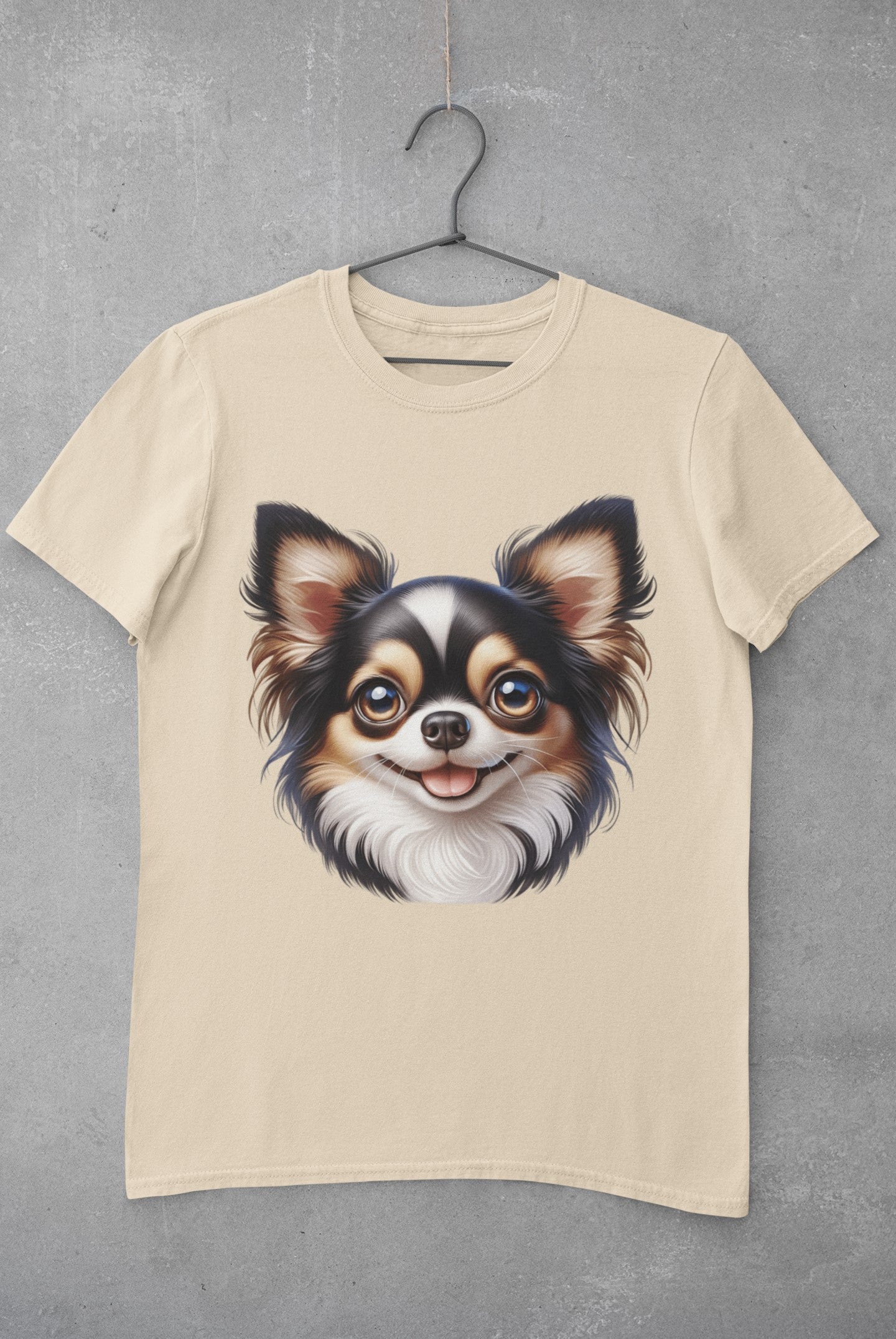 Chihuahua Tricolor Long Coat Cartoon Graphic Tee
