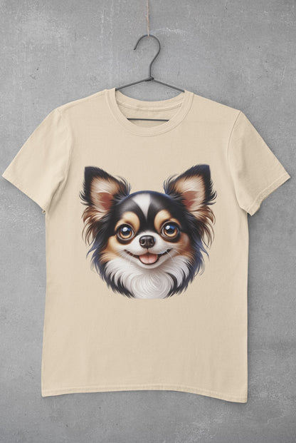 Chihuahua Tricolor Long Coat Cartoon Graphic Tee