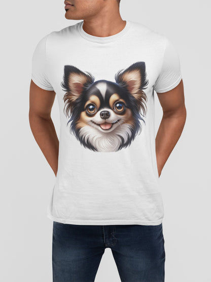 Chihuahua Tricolor Long Coat Cartoon Graphic Tee
