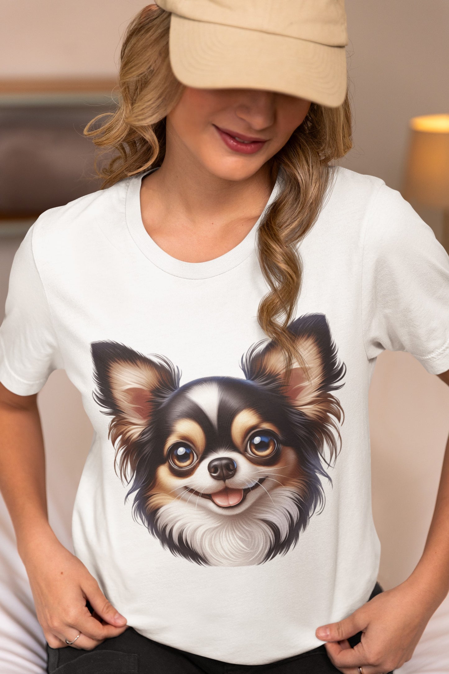 Chihuahua Tricolor Long Coat Cartoon Graphic Tee