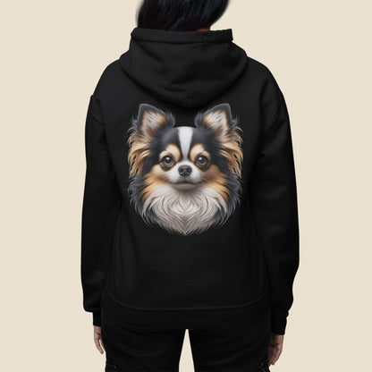 Chihuahua Tricolor Long Coat Realistic Back Print Hoodie