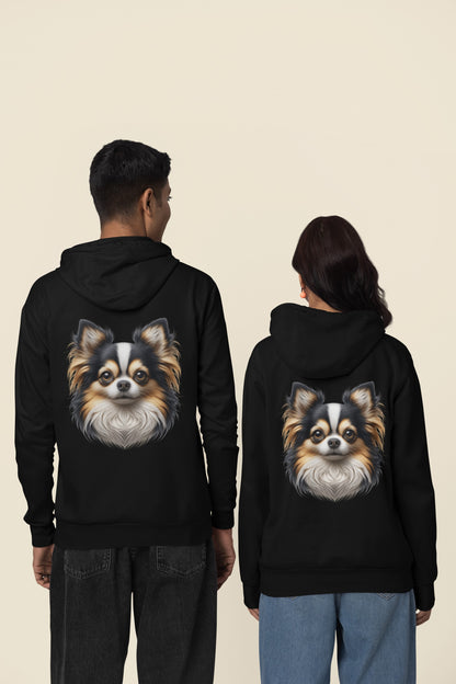 Chihuahua Tricolor Long Coat Realistic Back Print Hoodie