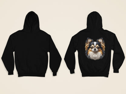 Chihuahua Tricolor Long Coat Realistic Back Print Hoodie