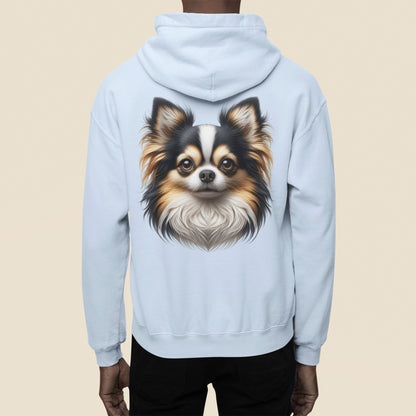 Chihuahua Tricolor Long Coat Realistic Back Print Hoodie