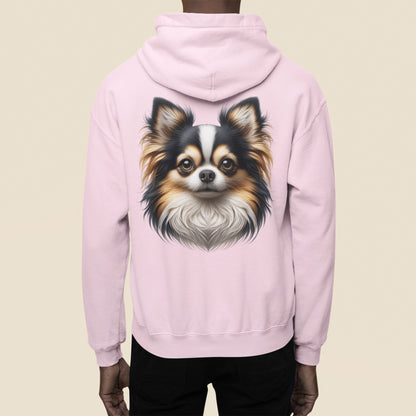 Chihuahua Tricolor Long Coat Realistic Back Print Hoodie