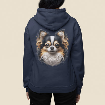 Chihuahua Tricolor Long Coat Realistic Back Print Hoodie
