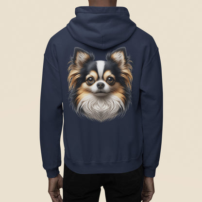 Chihuahua Tricolor Long Coat Realistic Back Print Hoodie