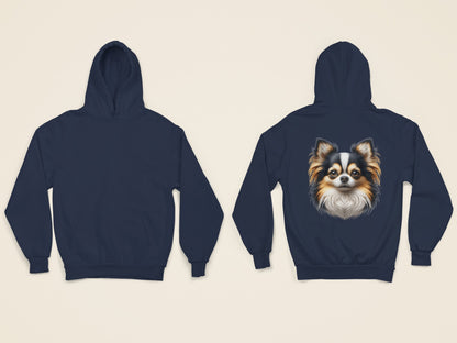 Chihuahua Tricolor Long Coat Realistic Back Print Hoodie