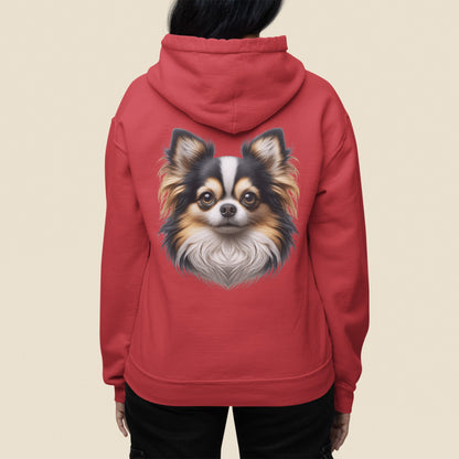 Chihuahua Tricolor Long Coat Realistic Back Print Hoodie