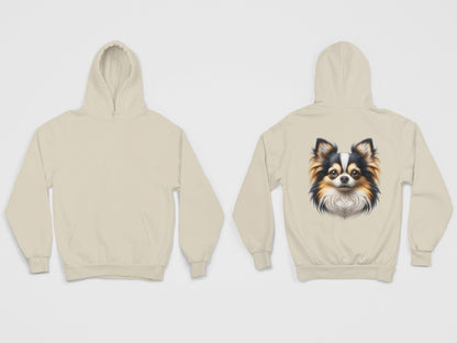 Chihuahua Tricolor Long Coat Realistic Back Print Hoodie