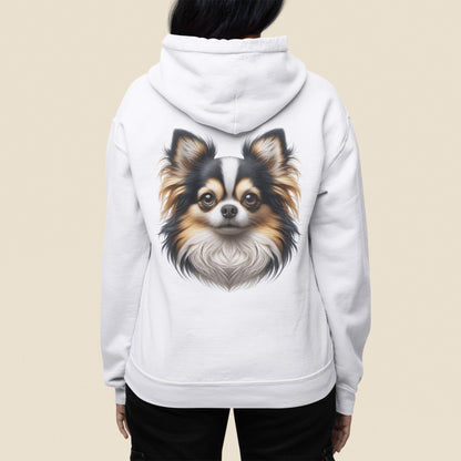 Chihuahua Tricolor Long Coat Realistic Back Print Hoodie