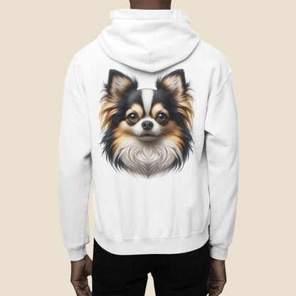 Chihuahua Tricolor Long Coat Realistic Back Print Hoodie