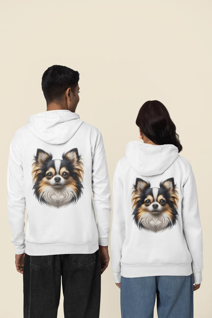 Chihuahua Tricolor Long Coat Realistic Back Print Hoodie