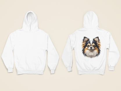 Chihuahua Tricolor Long Coat Realistic Back Print Hoodie
