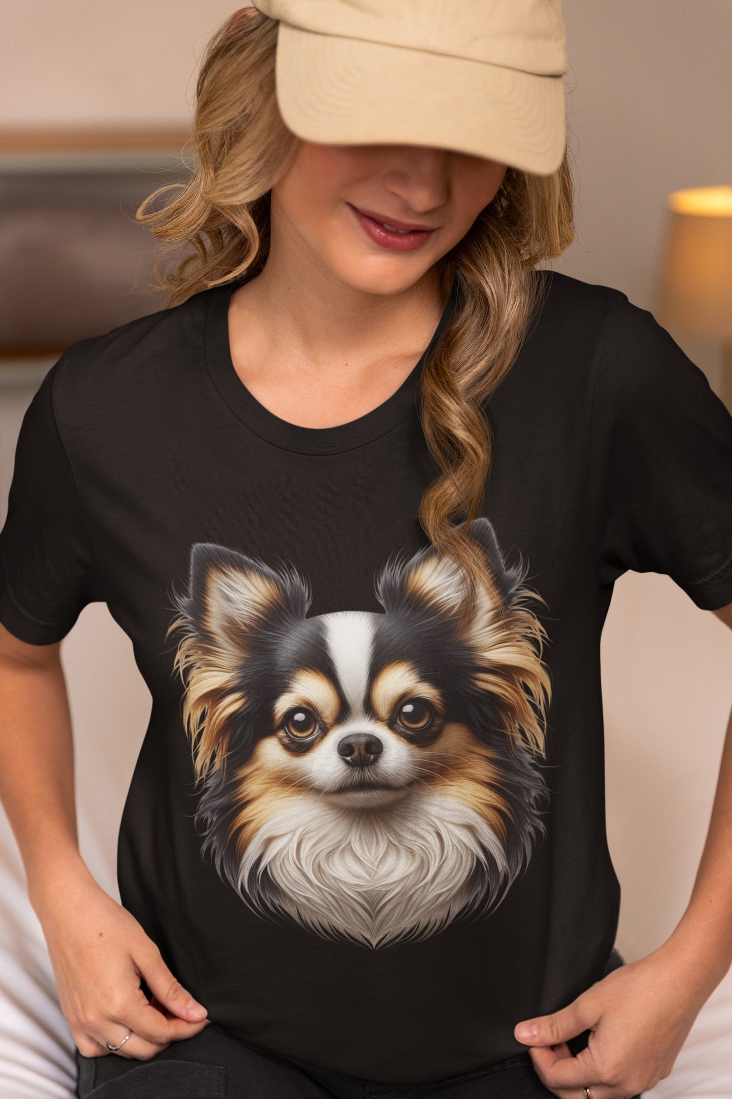 Chihuahua Tricolor Long Coat Realistic Graphic Tee