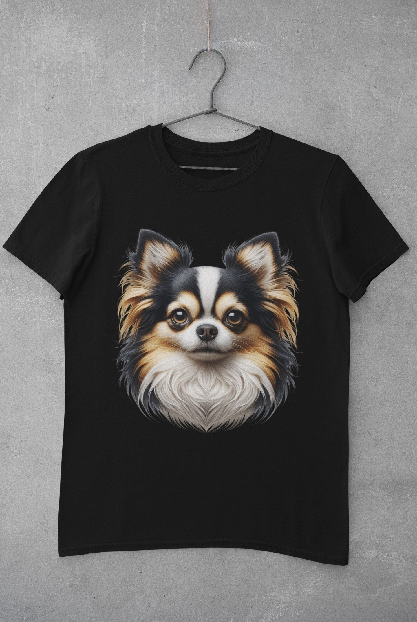 Chihuahua Tricolor Long Coat Realistic Graphic Tee