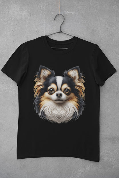 Chihuahua Tricolor Long Coat Realistic Graphic Tee