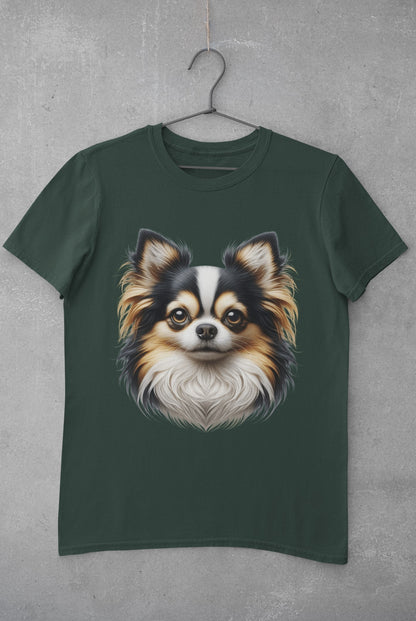 Chihuahua Tricolor Long Coat Realistic Graphic Tee