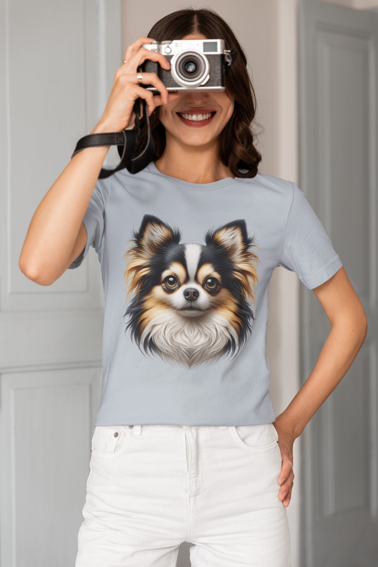 Chihuahua Tricolor Long Coat Realistic Graphic Tee