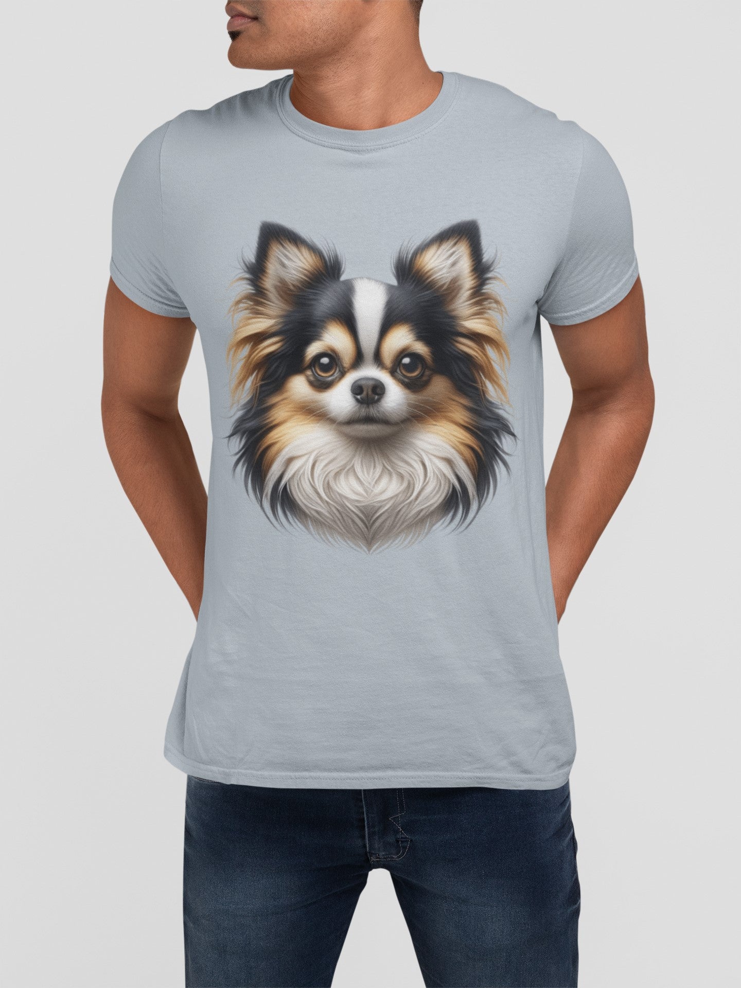 Chihuahua Tricolor Long Coat Realistic Graphic Tee
