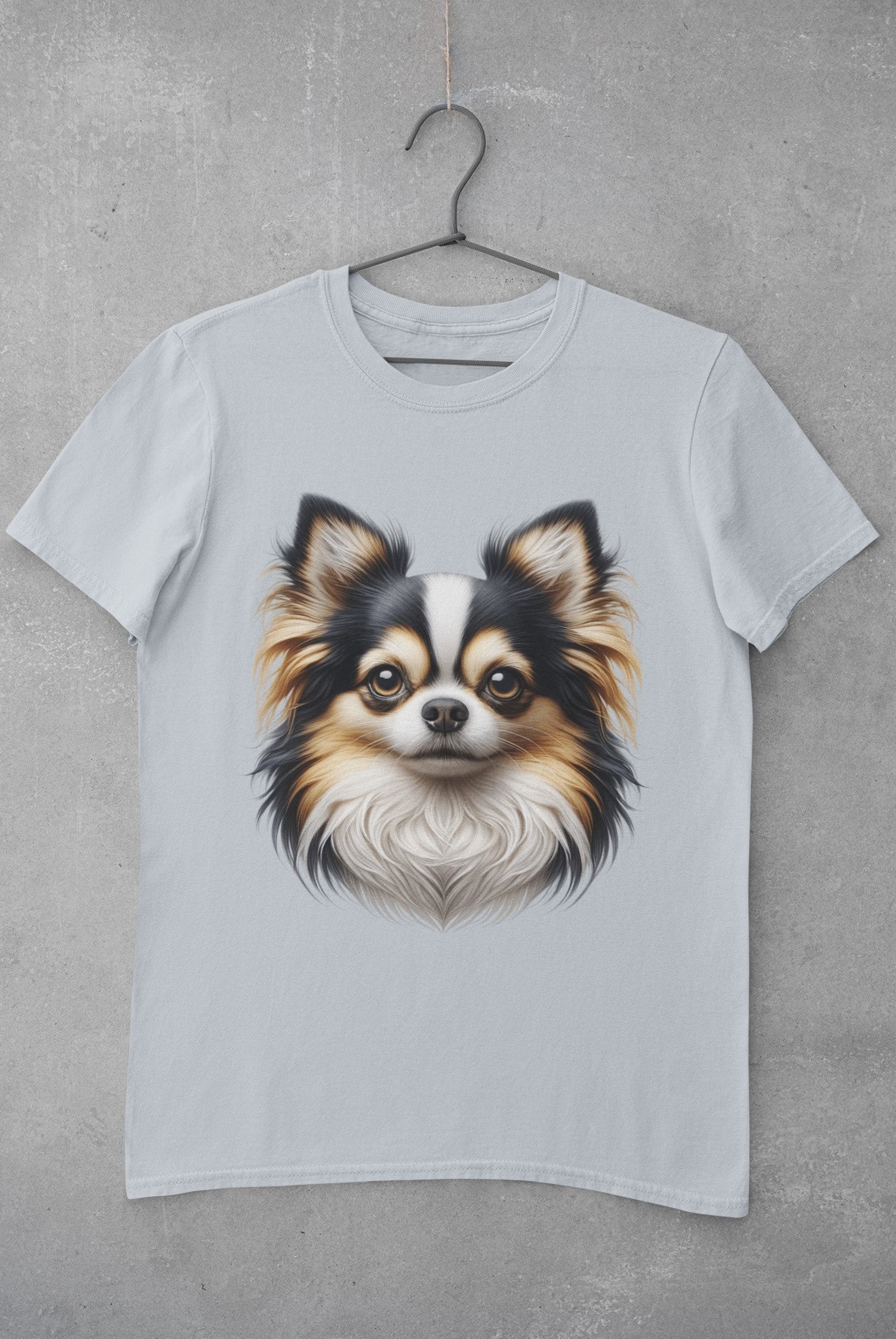 Chihuahua Tricolor Long Coat Realistic Graphic Tee
