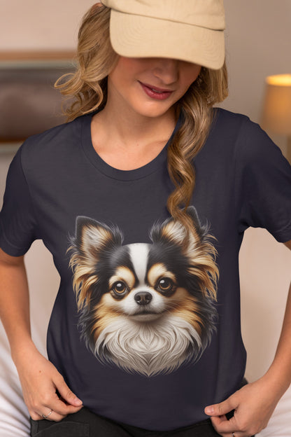 Chihuahua Tricolor Long Coat Realistic Graphic Tee