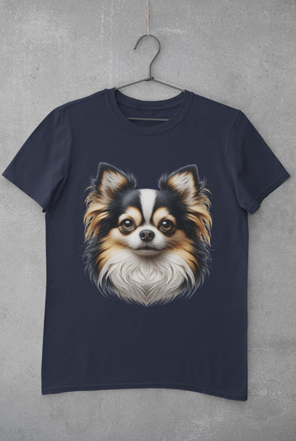 Chihuahua Tricolor Long Coat Realistic Graphic Tee