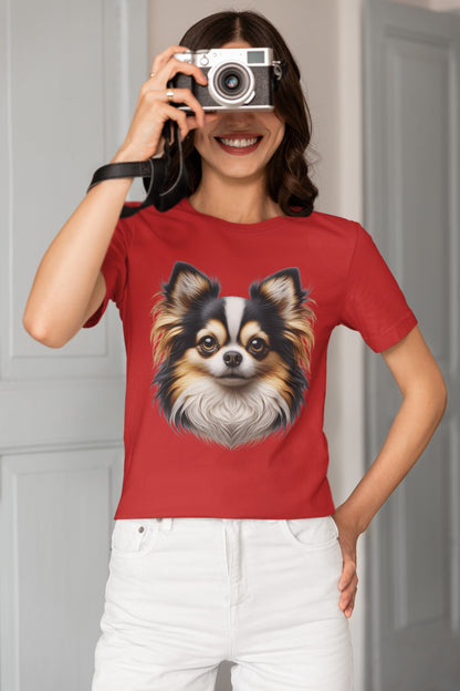 Chihuahua Tricolor Long Coat Realistic Graphic Tee