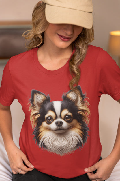 Chihuahua Tricolor Long Coat Realistic Graphic Tee