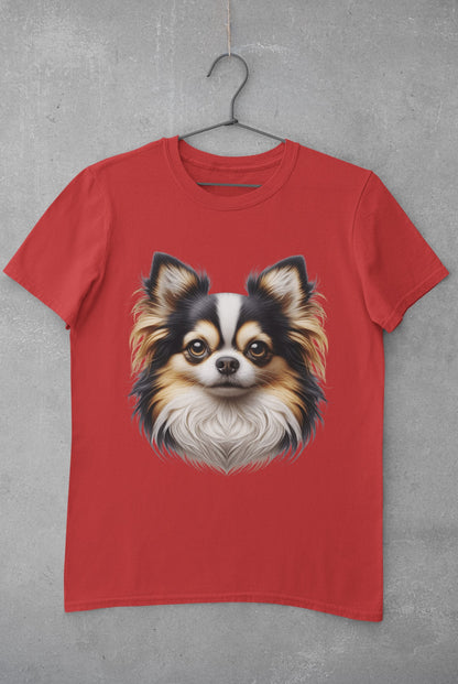Chihuahua Tricolor Long Coat Realistic Graphic Tee