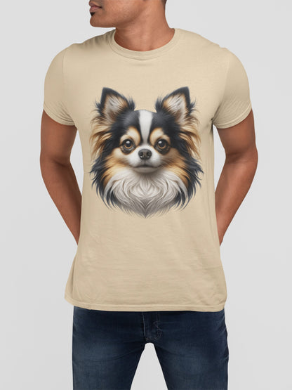 Chihuahua Tricolor Long Coat Realistic Graphic Tee