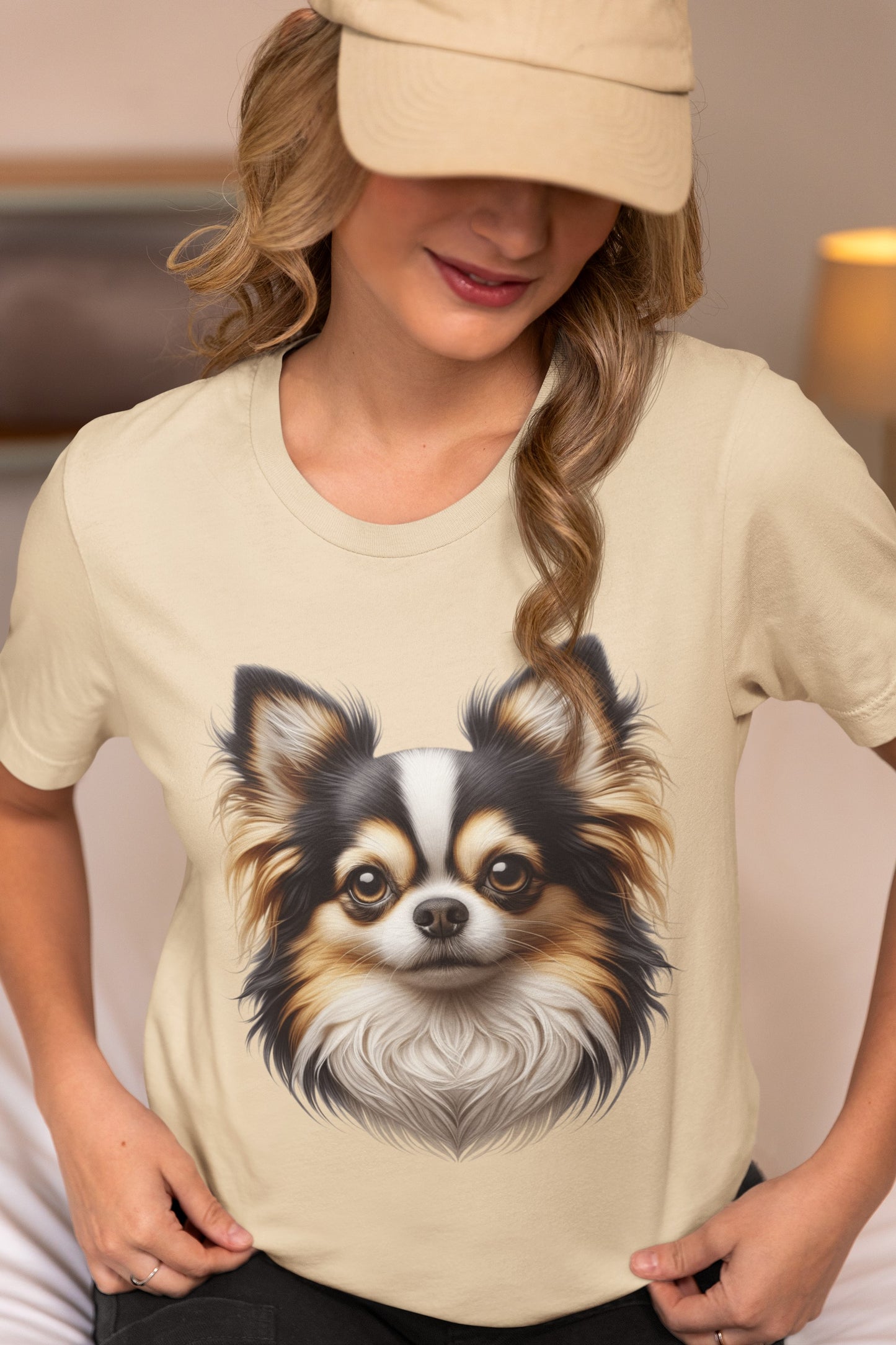 Chihuahua Tricolor Long Coat Realistic Graphic Tee