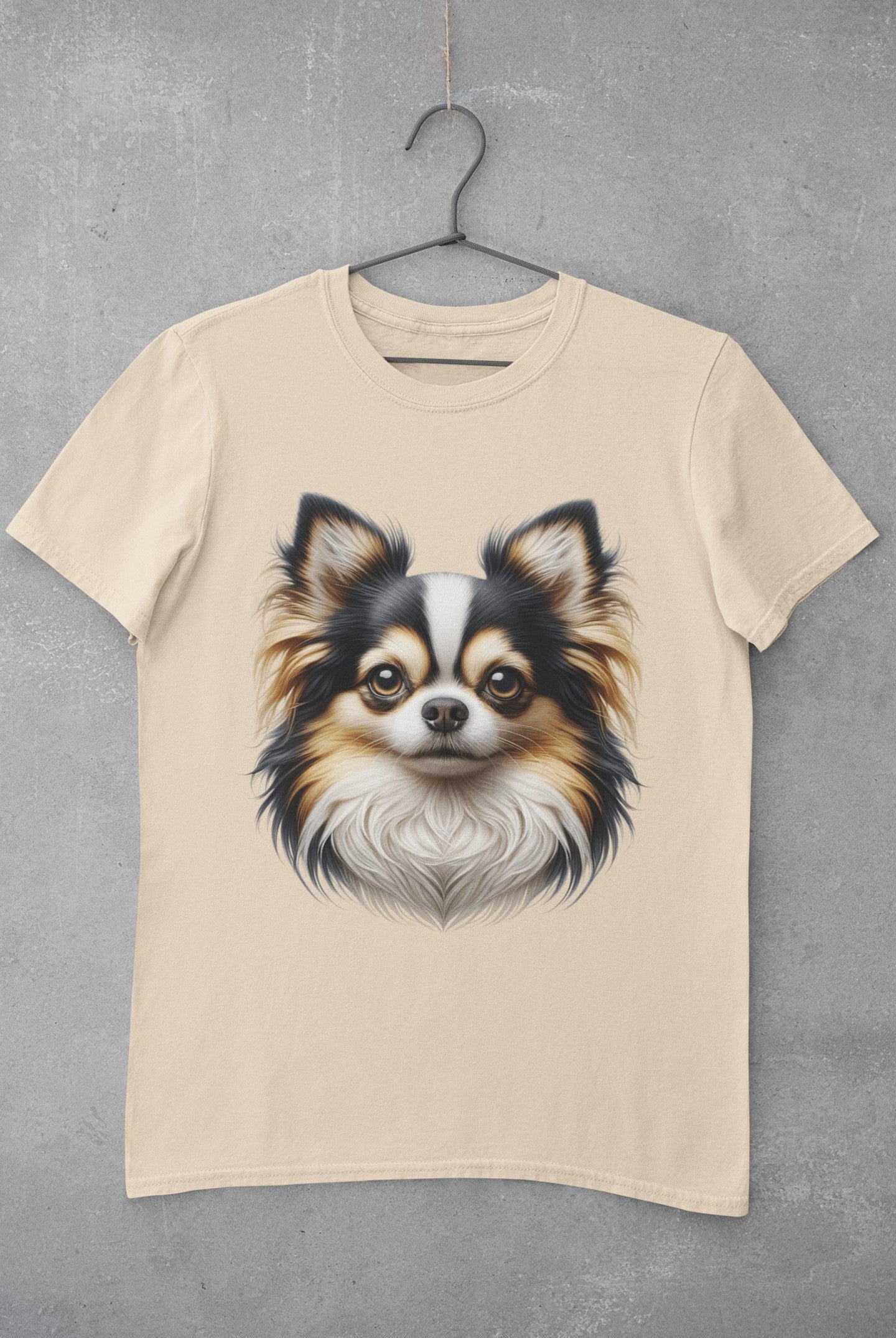Chihuahua Tricolor Long Coat Realistic Graphic Tee