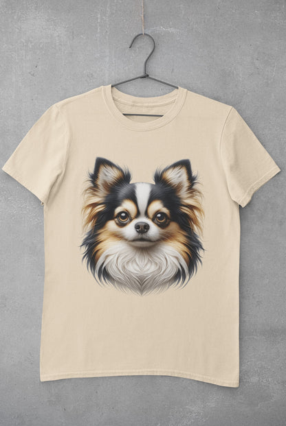 Chihuahua Tricolor Long Coat Realistic Graphic Tee