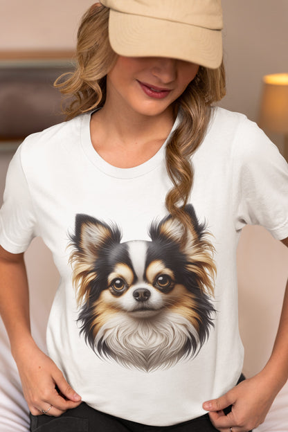 Chihuahua Tricolor Long Coat Realistic Graphic Tee