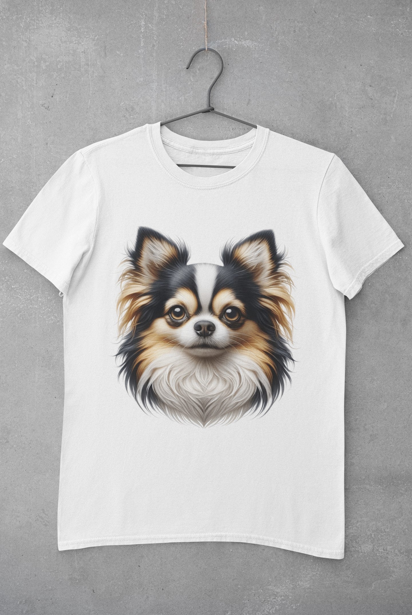 Chihuahua Tricolor Long Coat Realistic Graphic Tee