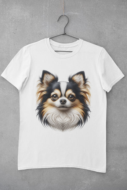 Chihuahua Tricolor Long Coat Realistic Graphic Tee