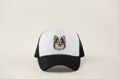 Chihuahua Tricolor Long Coat Realistic Portrait Trucker Caps