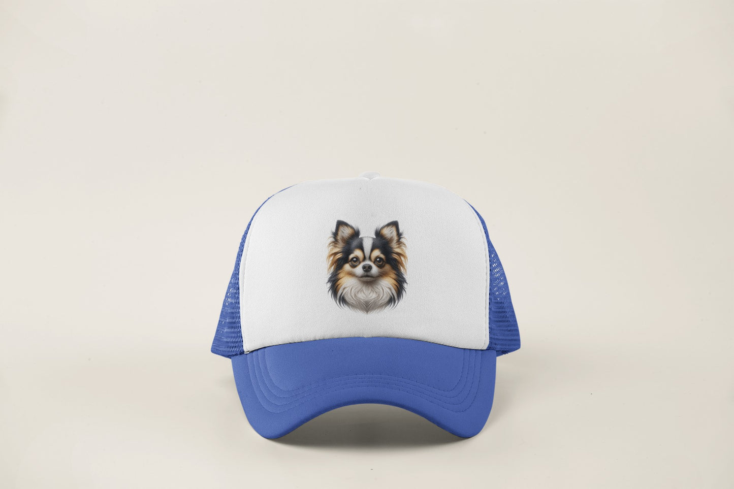 Chihuahua Tricolor Long Coat Realistic Portrait Trucker Caps