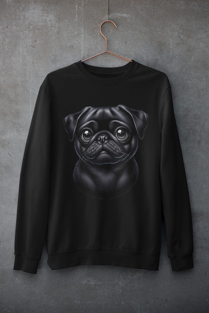 Pug Black Cartoon Design Crewneck Sweatshirt