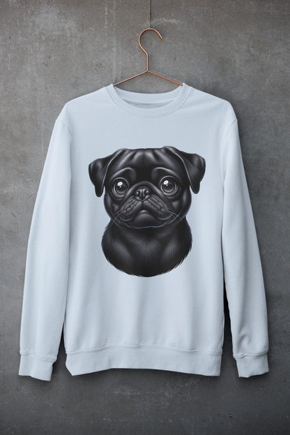 Pug Black Cartoon Design Crewneck Sweatshirt