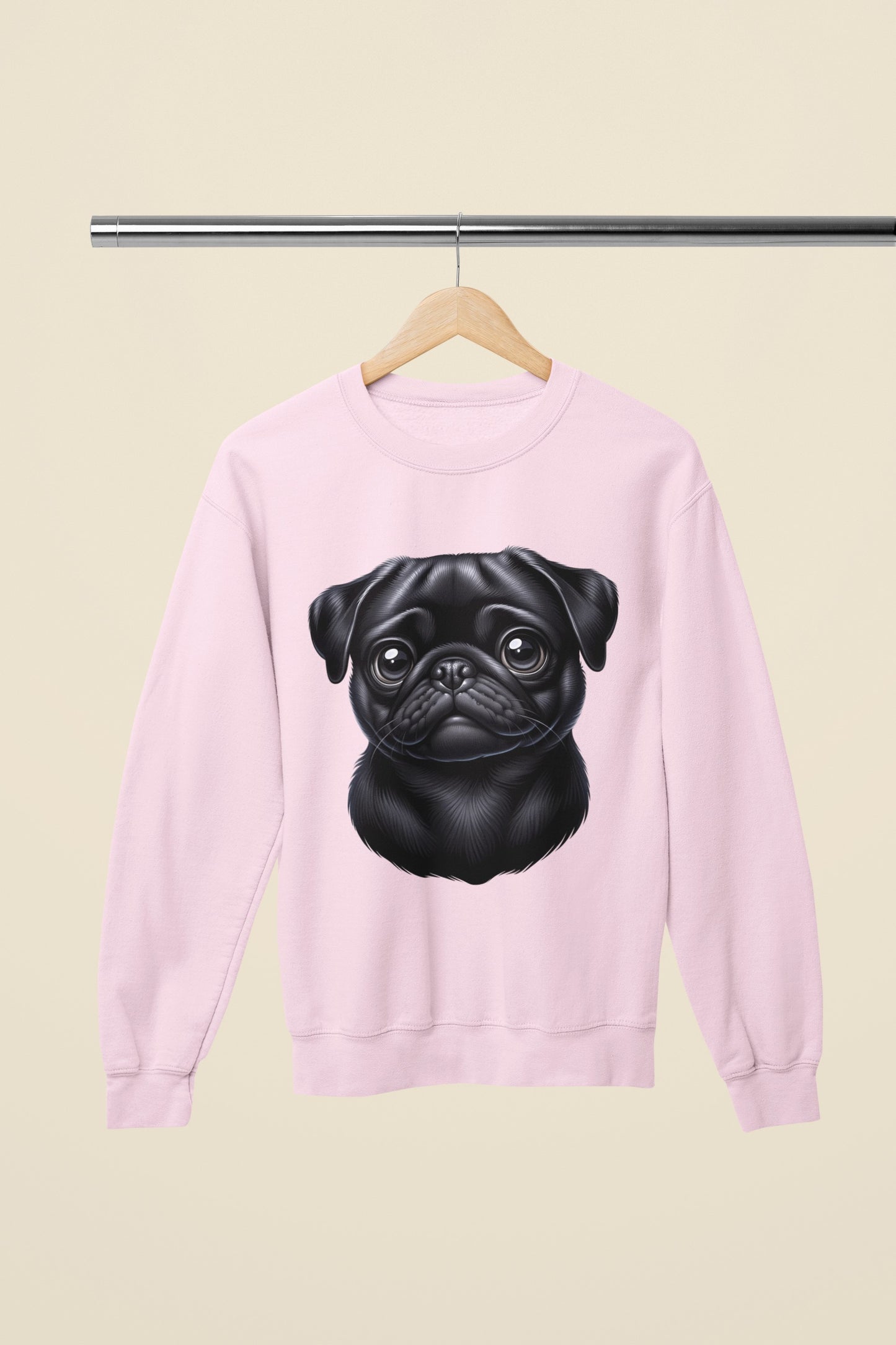 Pug Black Cartoon Design Crewneck Sweatshirt