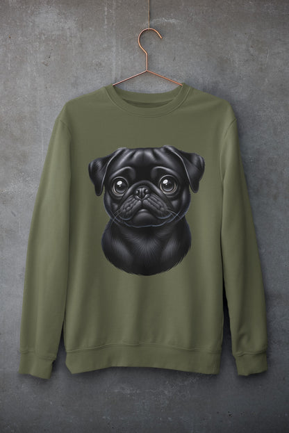 Pug Black Cartoon Design Crewneck Sweatshirt