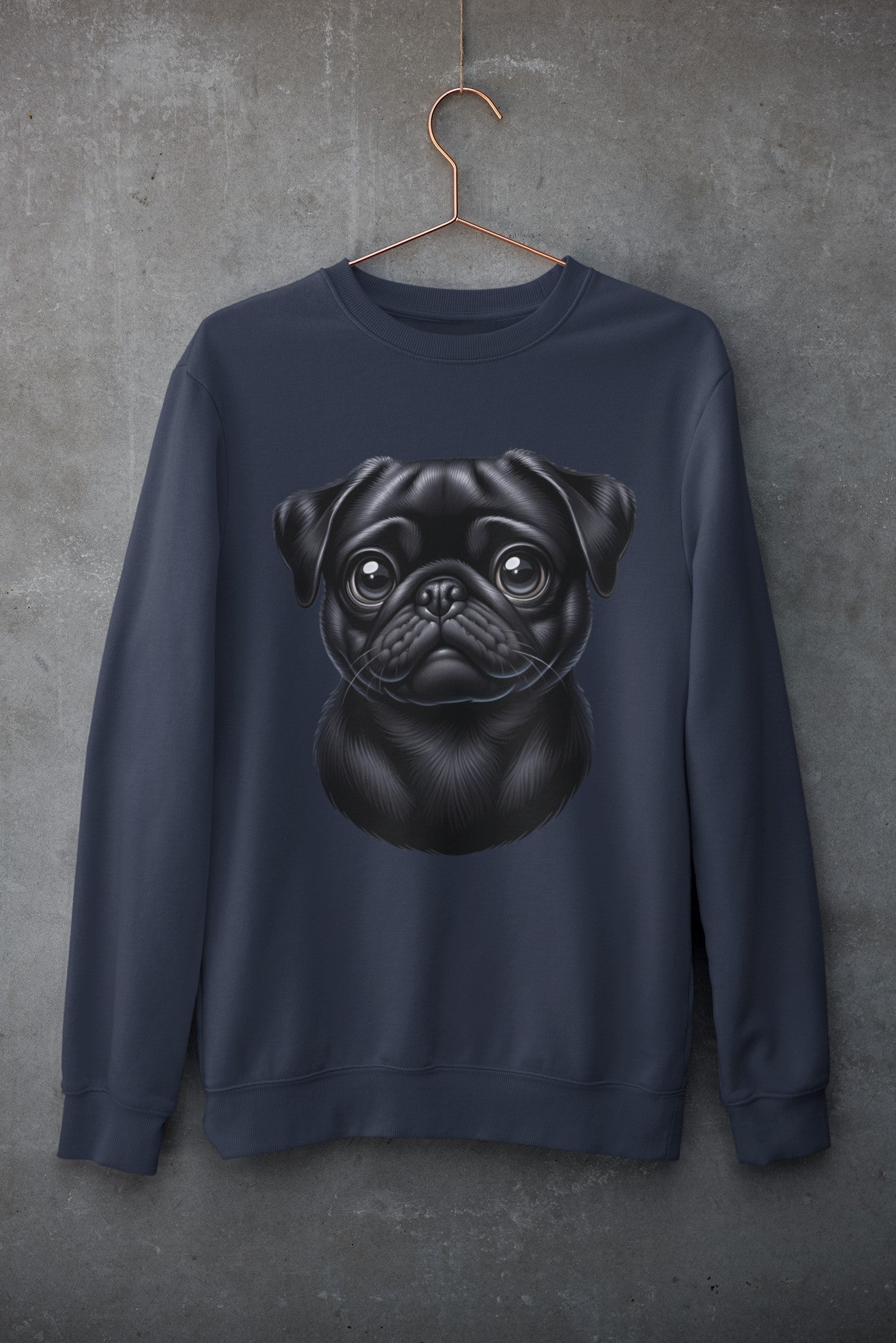 Pug Black Cartoon Design Crewneck Sweatshirt