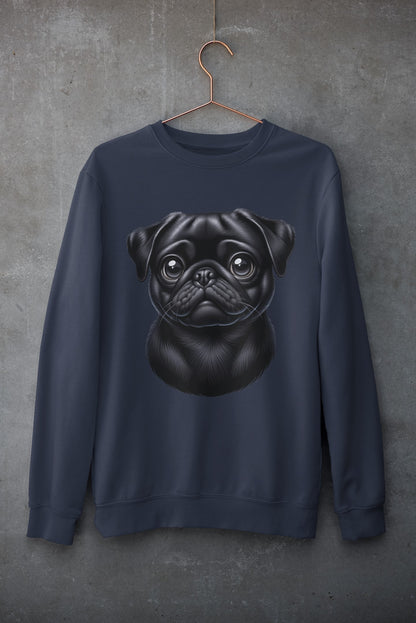 Pug Black Cartoon Design Crewneck Sweatshirt