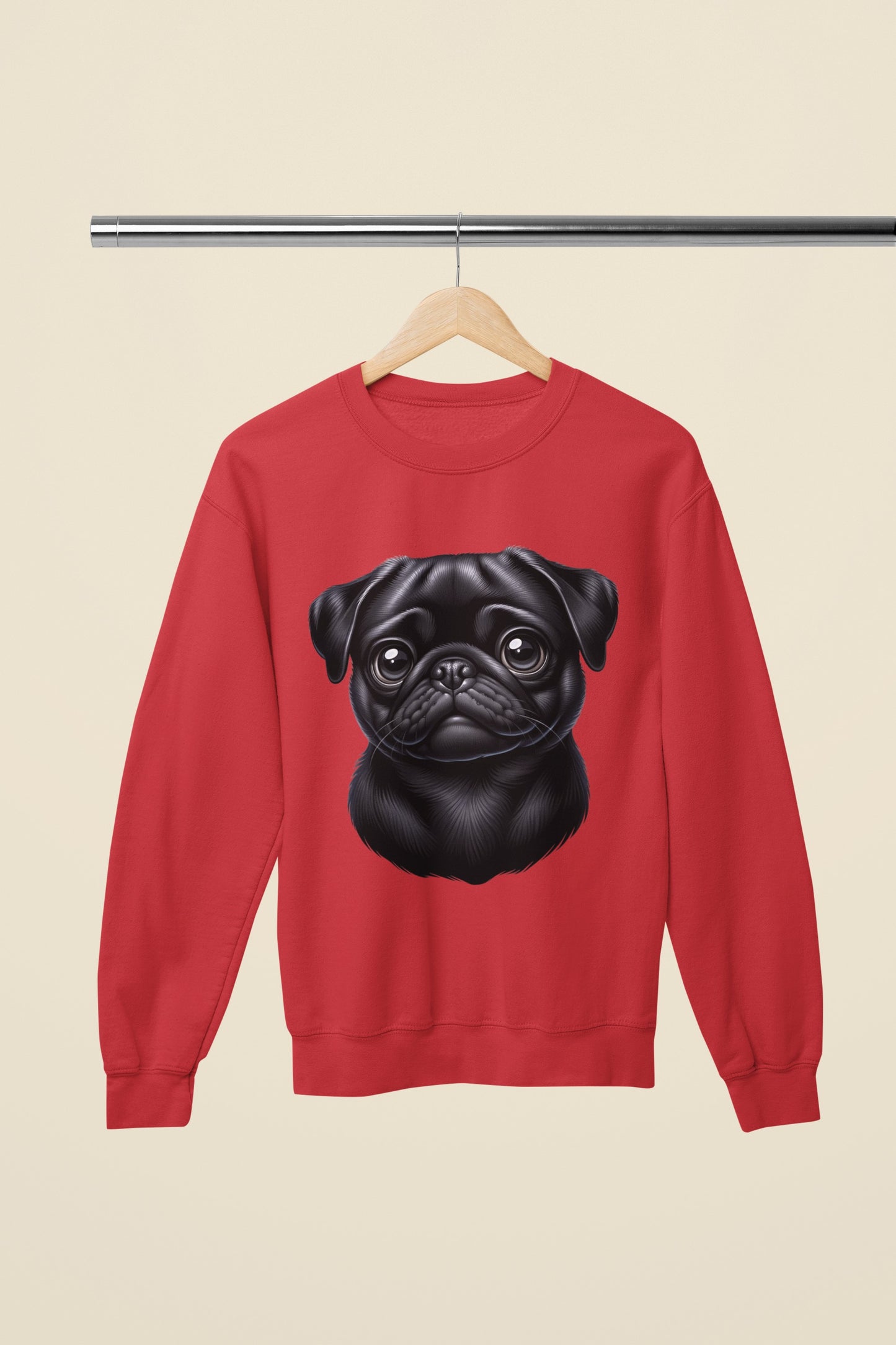 Pug Black Cartoon Design Crewneck Sweatshirt