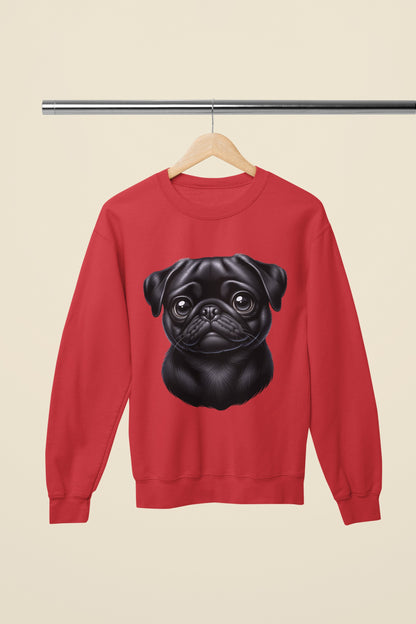 Pug Black Cartoon Design Crewneck Sweatshirt