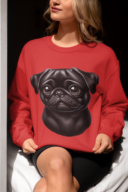 Pug Black Cartoon Design Crewneck Sweatshirt