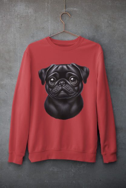 Pug Black Cartoon Design Crewneck Sweatshirt